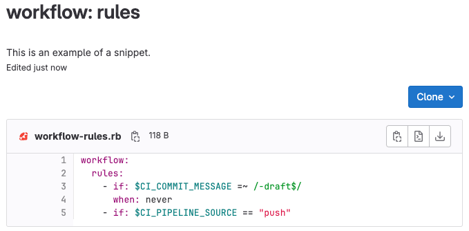 Example of a snippet